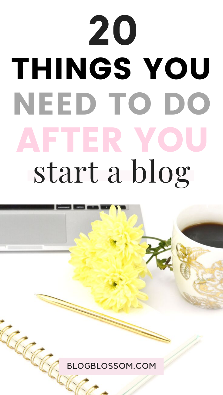 Feeling lost & unsure of what to do after starting a blog? Here is a checklist of 20 things you need to do right after you start a blog so you can start making passive income. | make money online | work from home | social media marketing | blogging resources | blogging tools | blog design | seo | wordpress | wordpress themes | blog traffic | wordpress plugins | affiliate marketing #bloggingtips #startablog #blogging #makemoneyonline #blogtraffic #blogtips #socialmediamarketing #sidehustle