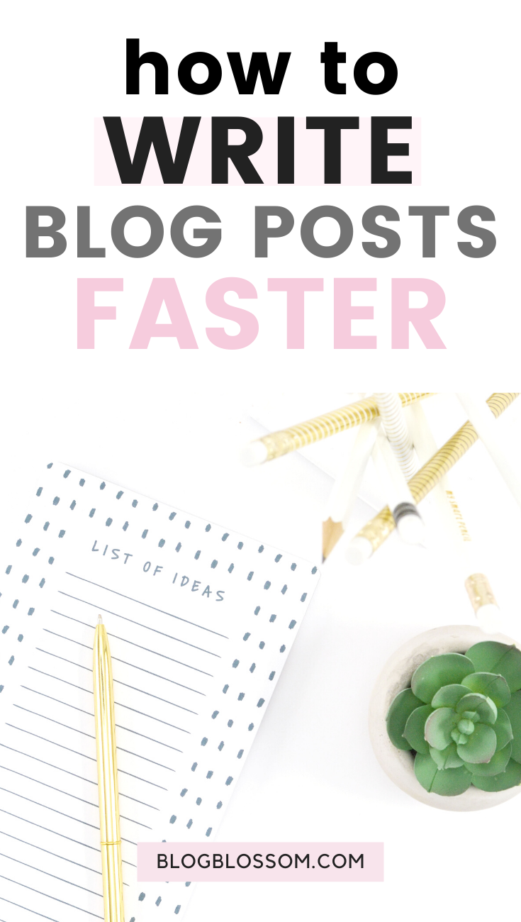 Writing good quality blog posts quickly is actually easier than you think.  You just need a plan and a little bit of practice to get great at it. Here are 6 awesome tips on how to write blog posts faster so you can get more stuff done in less time. | entrepreneur | blogger tips | plan a blog post | write a blog post in 20 minutes | batching | productivity | get organized | content calendar | grammarly | blog tips | writing tips | content creator