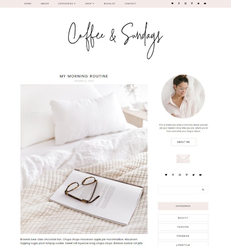 coffee and sundays genesis wordpress theme