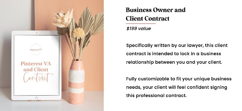 pinterest va bonus - business owner and client contract