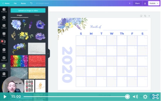screenshot of canva calendar tutorial